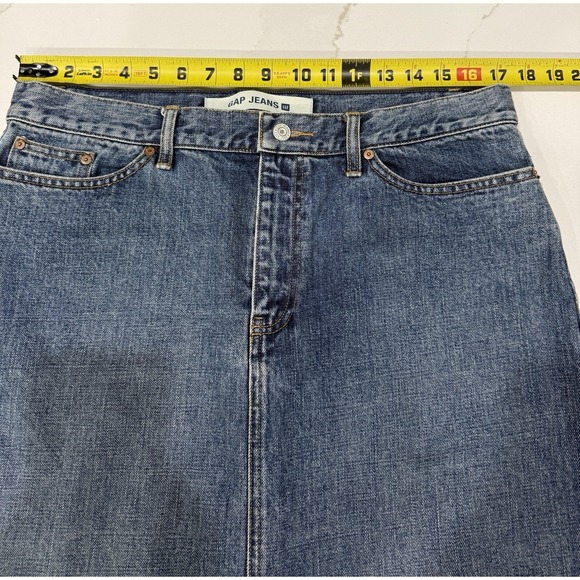 Vintage Gap Jeans Maxi Skirt Womens 14 Blue Medium Wash Y2K‎ 90s Boho Western - Picture 6 of 16